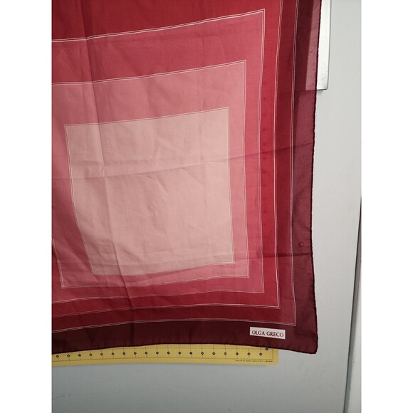 Olga Greco Women Polyester Chiffon Square Scarf Geometric Print Maroon to Pink - Picture 7 of 10
